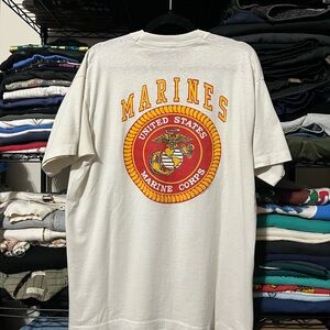 1992 vintage Screen Stars Marines Graphic White T-Shirt